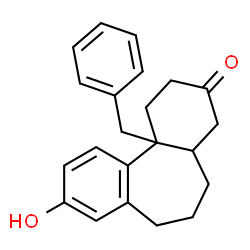 ChemSpider 2D Image | 11b-Benzyl-9-hydroxy-1,2,4,4a,5,6,7,11b-octahydro-3H-dibenzo[a,c][7]annulen-3-one | C22H24O2