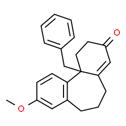 ChemSpider 2D Image | 11b-Benzyl-9-methoxy-1,2,5,6,7,11b-hexahydro-3H-dibenzo[a,c][7]annulen-3-one | C23H24O2