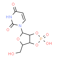 ChemSpider 2D Image | 1-[2-Hydroxy-6-(hydroxymethyl)-2-oxidotetrahydrofuro[3,4-d][1,3,2]dioxaphosphol-4-yl]-2,4(1H,3H)-pyrimidinedione | C9H11N2O8P