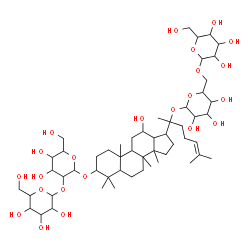 ChemSpider 2D Image | 20-[(6-O-Hexopyranosylhexopyranosyl)oxy]-12-hydroxydammar-24-en-3-yl 2-O-hexopyranosylhexopyranoside | C54H92O23