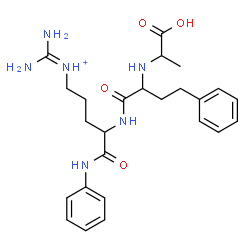ChemSpider 2D Image | Diamino-N-[5-anilino-4-({2-[(1-carboxyethyl)amino]-4-phenylbutanoyl}amino)-5-oxopentyl]methaniminium | C25H35N6O4