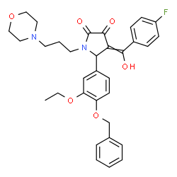 ChemSpider 2D Image | 5-[4-(Benzyloxy)-3-ethoxyphenyl]-4-[(4-fluorophenyl)(hydroxy)methylene]-1-[3-(4-morpholinyl)propyl]-2,3-pyrrolidinedione | C33H35FN2O6