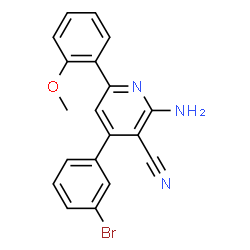 ChemSpider 2D Image | 2-Amino-4-(3-bromophenyl)-6-(2-methoxyphenyl)nicotinonitrile | C19H14BrN3O