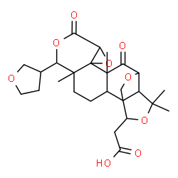 ChemSpider 2D Image | [5,12,16,16-Tetramethyl-8,13-dioxo-6-(tetrahydro-3-furanyl)-7,10,17,20-tetraoxahexacyclo[12.4.2.0~1,15~.0~2,12~.0~5,11~.0~9,11~]icos-18-yl]acetic acid | C26H34O9