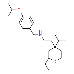 ChemSpider 2D Image | 2-(2-Ethyl-4-isopropyl-2-methyltetrahydro-2H-pyran-4-yl)-N-(4-isopropoxybenzyl)ethanamine | C23H39NO2