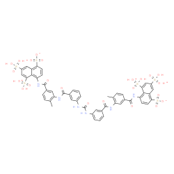ChemSpider 2D Image | 4,4'-{Carbonylbis[imino-3,1-phenylenecarbonylimino(4-methyl-3,1-phenylene)carbonylimino]}bis{5,7-bis[hydroxy(oxido)oxonio-lambda~6~-sulfanyl]-1-naphthalenesulfonate} | C51H42N6O23S6