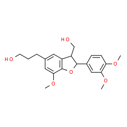 ChemSpider 2D Image | 3-[2-(3,4-Dimethoxyphenyl)-3-(hydroxymethyl)-7-methoxy-2,3-dihydro-1-benzofuran-5-yl]-1-propanol | C21H26O6