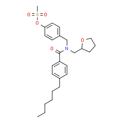 ChemSpider 2D Image | 4-{[(4-Hexylbenzoyl)(tetrahydro-2-furanylmethyl)amino]methyl}phenyl methanesulfonate | C26H35NO5S