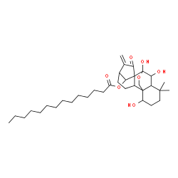 ChemSpider 2D Image | 1,6,7-Trihydroxy-15-oxo-7,20-epoxykaur-16-en-14-yl myristate | C34H54O7