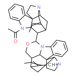 ChemSpider 2D Image | 1-[12-Ethylidene-10-(14-ethylidene-10-oxa-8,16-diazahexacyclo[11.5.2.1~1,8~.0~2,7~.0~12,21~.0~16,19~]henicosa-2,4,6-trien-9-yl)-8,14-diazapentacyclo[9.5.2.0~1,9~.0~2,7~.0~14,17~]octadeca-2,4,6-trien-8
-yl]ethanone | C40H46N4O2