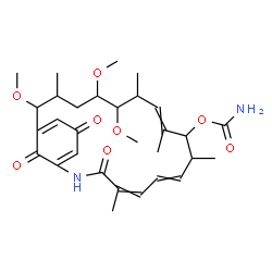 ChemSpider 2D Image | 13,14,17-Trimethoxy-4,8,10,12,16-pentamethyl-3,20,22-trioxo-2-azabicyclo[16.3.1]docosa-1(21),4,6,10,18-pentaen-9-yl carbamate | C30H42N2O8