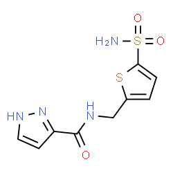 ChemSpider 2D Image | N-[(5-Sulfamoyl-2-thienyl)methyl]-1H-pyrazole-3-carboxamide | C9H10N4O3S2