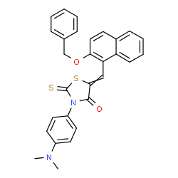ChemSpider 2D Image | 5-{[2-(Benzyloxy)-1-naphthyl]methylene}-3-[4-(dimethylamino)phenyl]-2-thioxo-1,3-thiazolidin-4-one | C29H24N2O2S2