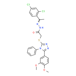 ChemSpider 2D Image | N'-[1-(2,4-Dichlorophenyl)ethylidene]-2-{[5-(3,4-dimethoxyphenyl)-4-phenyl-4H-1,2,4-triazol-3-yl]sulfanyl}acetohydrazide | C26H23Cl2N5O3S