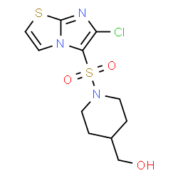 ChemSpider 2D Image | {1-[(6-Chloroimidazo[2,1-b][1,3]thiazol-5-yl)sulfonyl]-4-piperidinyl}methanol | C11H14ClN3O3S2