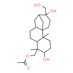 ChemSpider 2D Image | [5,13-Dihydroxy-13-(hydroxymethyl)-2,6-dimethyltetracyclo[10.3.1.0~1,10~.0~2,7~]hexadec-6-yl]methyl acetate | C22H36O5