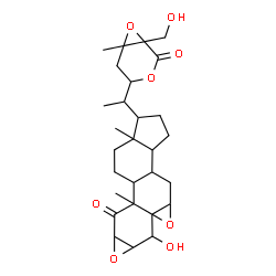 ChemSpider 2D Image | 6-Hydroxy-1-{1-[1-(hydroxymethyl)-6-methyl-2-oxo-3,7-dioxabicyclo[4.1.0]hept-4-yl]ethyl}-8a,10a-dimethyltetradecahydrocyclopenta[7,8]oxireno[10,10a]phenanthro[2,3-b]oxiren-8(6H)-one (non-preferred nam
e) | C28H38O8