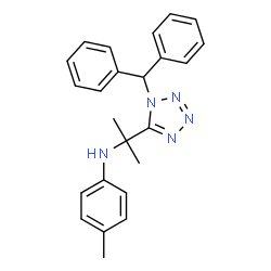 ChemSpider 2D Image | N-{2-[1-(Diphenylmethyl)-1H-tetrazol-5-yl]-2-propanyl}-4-methylaniline | C24H25N5