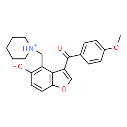 ChemSpider 2D Image | 1-{[5-Hydroxy-3-(4-methoxybenzoyl)-1-benzofuran-4-yl]methyl}piperidinium | C22H24NO4