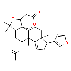 ChemSpider 2D Image | 1-(3-Furyl)-3b,6,6,13a-tetramethyl-9-oxo-2,3b,4,5,5a,6,8,9,11b,12,13,13a-dodecahydro-1H,7aH-cyclopenta[5',6']naphtho[1',2':3,4]furo[3,2-c]pyran-4-yl acetate | C28H36O6