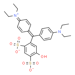 ChemSpider 2D Image | 4-{[4-(Diethylamino)phenyl][4-(diethyliminio)-2,5-cyclohexadien-1-ylidene]methyl}-6-hydroxy-1,3-benzenedisulfonate | C27H31N2O7S2