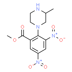 ChemSpider 2D Image | Methyl 2-(3-methyl-1-piperazinyl)-3,5-dinitrobenzoate | C13H16N4O6