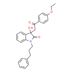 ChemSpider 2D Image | 3-[2-(4-Ethoxyphenyl)-2-oxoethyl]-3-hydroxy-1-(3-phenylpropyl)-1,3-dihydro-2H-indol-2-one | C27H27NO4