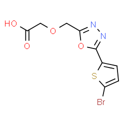 ChemSpider 2D Image | {[5-(5-Bromo-2-thienyl)-1,3,4-oxadiazol-2-yl]methoxy}acetic acid | C9H7BrN2O4S