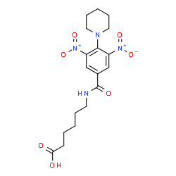 ChemSpider 2D Image | 6-{[3,5-Dinitro-4-(1-piperidinyl)benzoyl]amino}hexanoic acid | C18H24N4O7