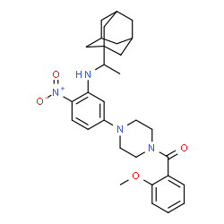 ChemSpider 2D Image | [4-(3-{[1-(Adamantan-1-yl)ethyl]amino}-4-nitrophenyl)-1-piperazinyl](2-methoxyphenyl)methanone | C30H38N4O4