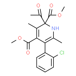 ChemSpider 2D Image | Dimethyl 2-acetyl-5-(2-chlorophenyl)-3,6-dimethyl-1,2-dihydro-2,4-pyridinedicarboxylate | C19H20ClNO5