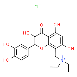 ChemSpider 2D Image | N-{[2-(3,4-Dihydroxyphenyl)-3,5,7-trihydroxy-4-oxo-3,4-dihydro-2H-chromen-8-yl]methyl}-N-ethylethanaminium chloride | C20H24ClNO7