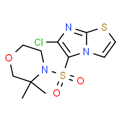 ChemSpider 2D Image | 6-Chloro-5-[(3,3-dimethyl-4-morpholinyl)sulfonyl]imidazo[2,1-b][1,3]thiazole | C11H14ClN3O3S2