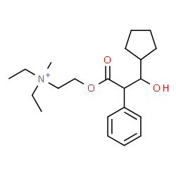 ChemSpider 2D Image | 2-[(3-Cyclopentyl-3-hydroxy-2-phenylpropanoyl)oxy]-N,N-diethyl-N-methylethanaminium | C21H34NO3