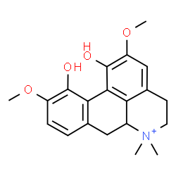 ChemSpider 2D Image | 1,11-Dihydroxy-2,10-dimethoxy-6,6-dimethyl-5,6,6a,7-tetrahydro-4H-dibenzo[de,g]quinolinium | C20H24NO4
