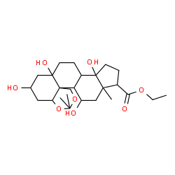 ChemSpider 2D Image | Ethyl 5,11,12a,14b-tetrahydroxy-3a,8,8-trimethylhexadecahydrocyclopenta[1,2]phenanthro[5,4b-d][1,3]dioxine-3-carboxylate | C25H40O8