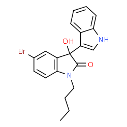 ChemSpider 2D Image | 5'-Bromo-1'-butyl-3'-hydroxy-1',3'-dihydro-1H,2'H-3,3'-biindol-2'-one | C20H19BrN2O2