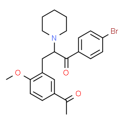 ChemSpider 2D Image | 3-(5-Acetyl-2-methoxyphenyl)-1-(4-bromophenyl)-2-(1-piperidinyl)-1-propanone | C23H26BrNO3