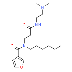 ChemSpider 2D Image | N-(3-{[2-(Dimethylamino)ethyl]amino}-3-oxopropyl)-N-hexyl-3-furamide | C18H31N3O3