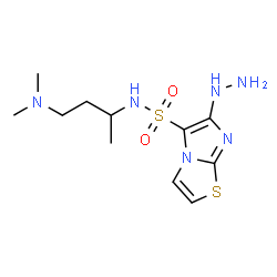 ChemSpider 2D Image | N-[4-(Dimethylamino)-2-butanyl]-6-hydrazinoimidazo[2,1-b][1,3]thiazole-5-sulfonamide | C11H20N6O2S2