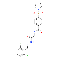 ChemSpider 2D Image | N-{2-[2-(2-Chloro-6-fluorobenzylidene)hydrazino]-2-oxoethyl}-4-(1-pyrrolidinylsulfonyl)benzamide | C20H20ClFN4O4S