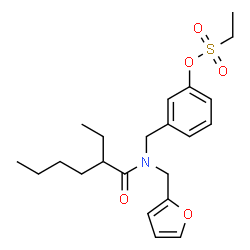 ChemSpider 2D Image | 3-{[(2-Ethylhexanoyl)(2-furylmethyl)amino]methyl}phenyl ethanesulfonate | C22H31NO5S