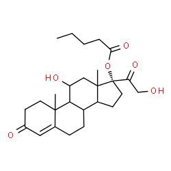 ChemSpider 2D Image | (8xi,9xi,10xi,13xi,14xi)-11,21-Dihydroxy-3,20-dioxopregn-4-en-17-yl valerate | C26H38O6