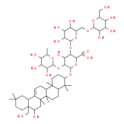 ChemSpider 2D Image | 16,28-Dihydroxyolean-12-en-3-yl 6-deoxyhexopyranosyl-(1->2)-[hexopyranosyl-(1->6)hexopyranosyl-(1->4)]hexopyranosiduronic acid | C54H88O23