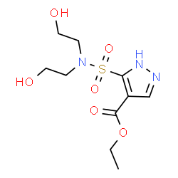 ChemSpider 2D Image | Ethyl 5-[bis(2-hydroxyethyl)sulfamoyl]-1H-pyrazole-4-carboxylate | C10H17N3O6S