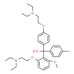 ChemSpider 2D Image | {2-[2-(Diethylamino)ethoxy]-6-methoxyphenyl}{4-[2-(diethylamino)ethoxy]phenyl}(4-methylphenyl)methanol | C33H46N2O4
