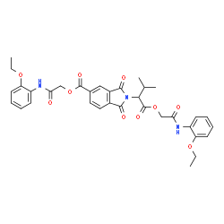 ChemSpider 2D Image | 2-[(2-Ethoxyphenyl)amino]-2-oxoethyl 2-(1-{2-[(2-ethoxyphenyl)amino]-2-oxoethoxy}-3-methyl-1-oxo-2-butanyl)-1,3-dioxo-5-isoindolinecarboxylate | C34H35N3O10