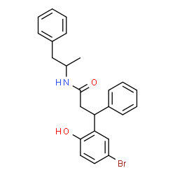 ChemSpider 2D Image | 3-(5-Bromo-2-hydroxyphenyl)-3-phenyl-N-(1-phenyl-2-propanyl)propanamide | C24H24BrNO2