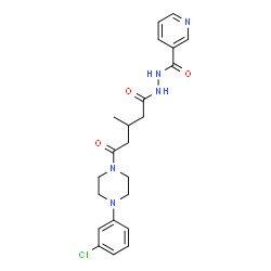 ChemSpider 2D Image | N'-{5-[4-(3-Chlorophenyl)-1-piperazinyl]-3-methyl-5-oxopentanoyl}nicotinohydrazide | C22H26ClN5O3