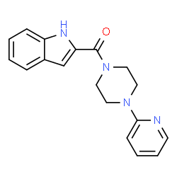 ChemSpider 2D Image | 1H-Indol-2-yl[4-(2-pyridinyl)-1-piperazinyl]methanone | C18H18N4O